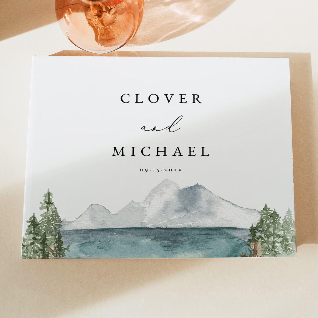 CLOVER Personalized Woodland Mountain Wedding Guest Book