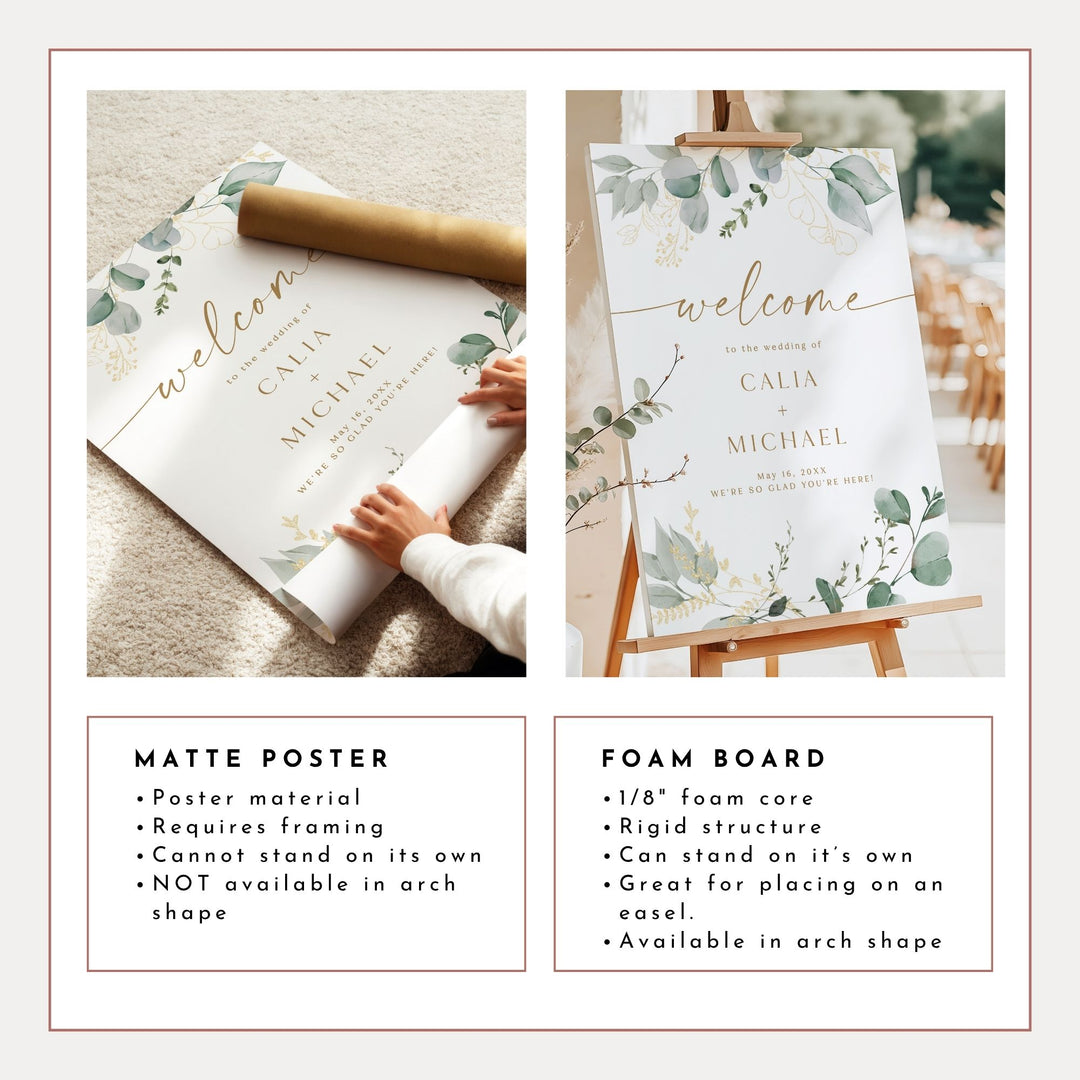 CALIA Personalized Green Eucalyptus Garden Wedding Welcome Sign