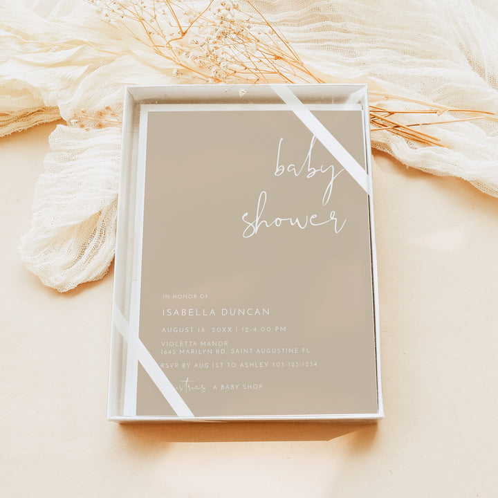 INDIE Beige Gender Neutral Baby Shower Invitation Suite