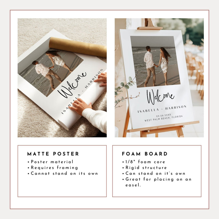 WILLOW Simple Romantic Photo Wedding Welcome Sign