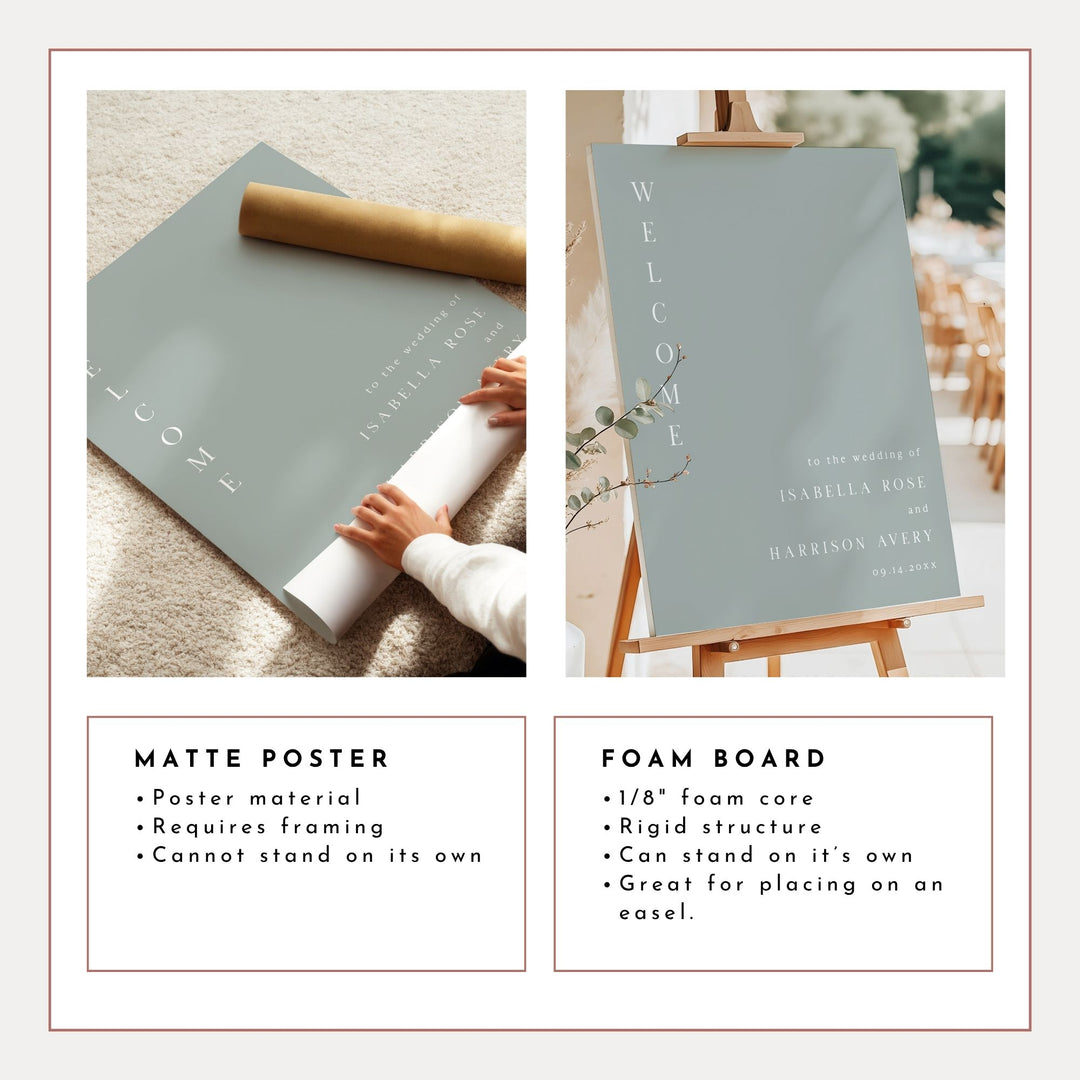 Nina Simple Sage Green Luxury Wedding Welcome Sign