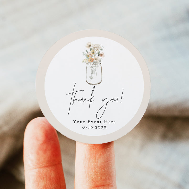 POPPY Round Wildflower Favor Thank You Stickers