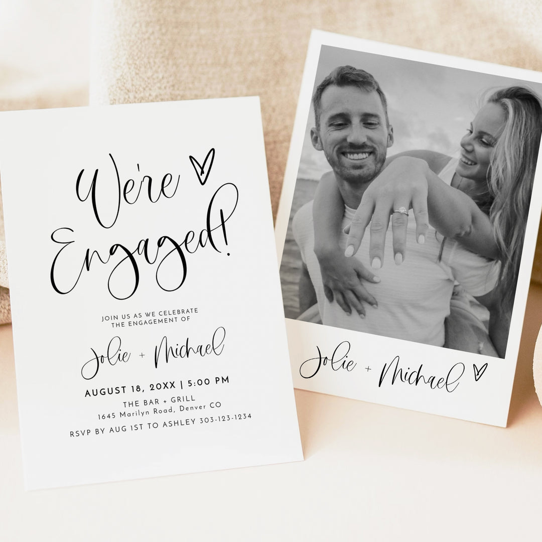 JOLIE We're Engaged Modern Bohemian Engagement Party Invitations