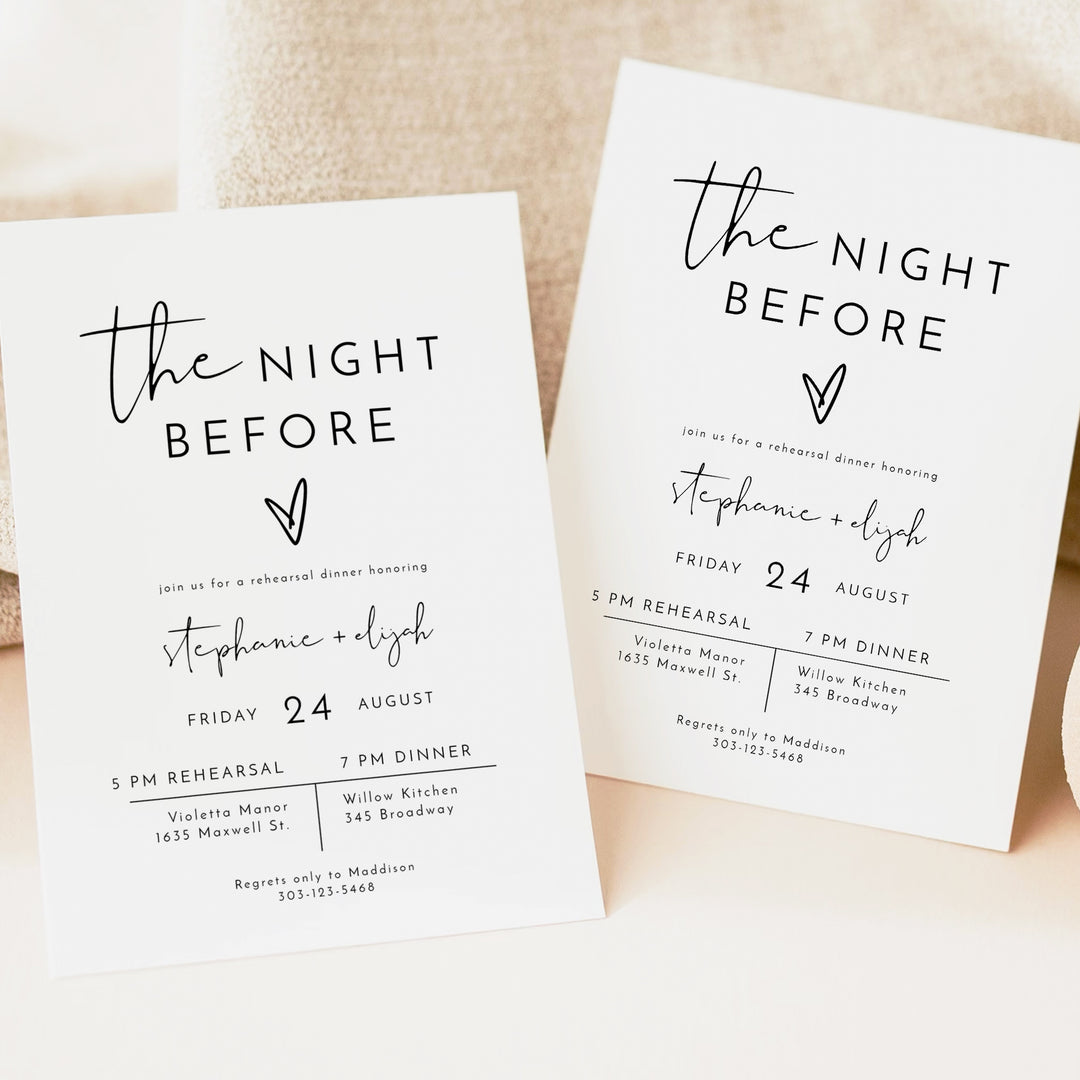 ADELLA The Night Before Modern Rehearsal Dinner Invitation