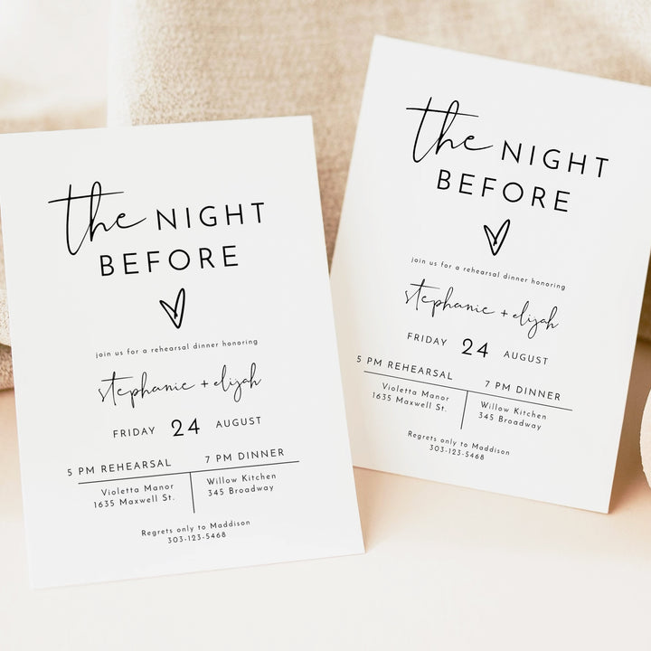 ADELLA The Night Before Modern Rehearsal Dinner Invitation