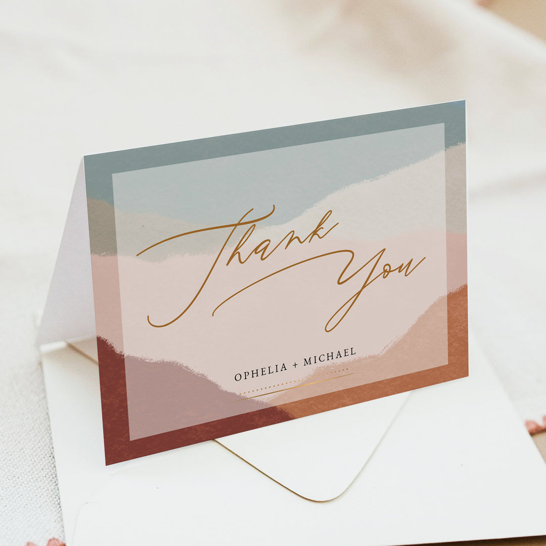 OPHELIA Personalized Boho Wedding Thank You Cards with Envelope