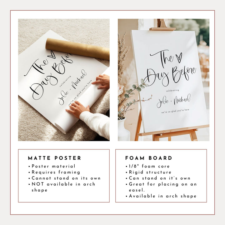 JOLIE The Day Before Modern Boho Rehearsal Dinner Sign
