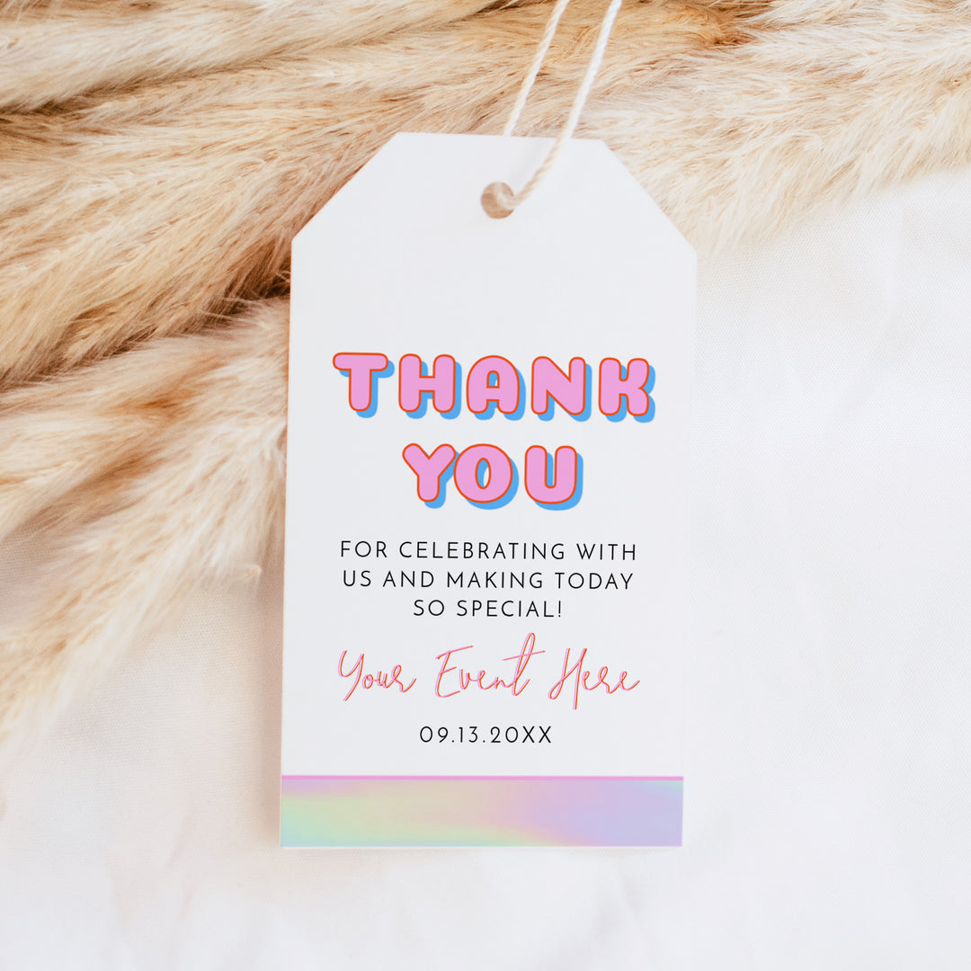 DINA Hot Pink Y2K Thank You Gift Tags