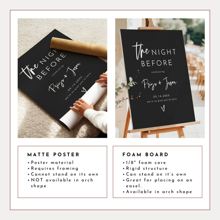 PRIYA The Night Before Sign for Minimalist Wedding Rehearsal Dinner