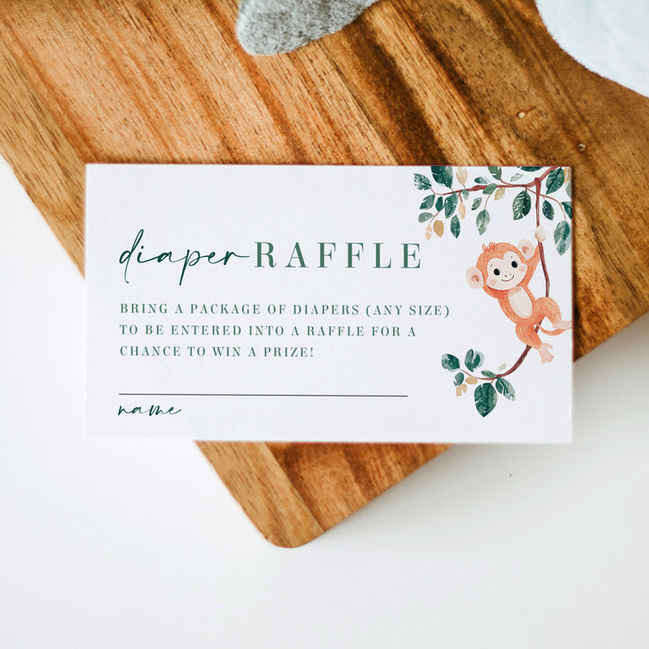 WILDER Safari Theme Baby Shower Diaper Raffle Card