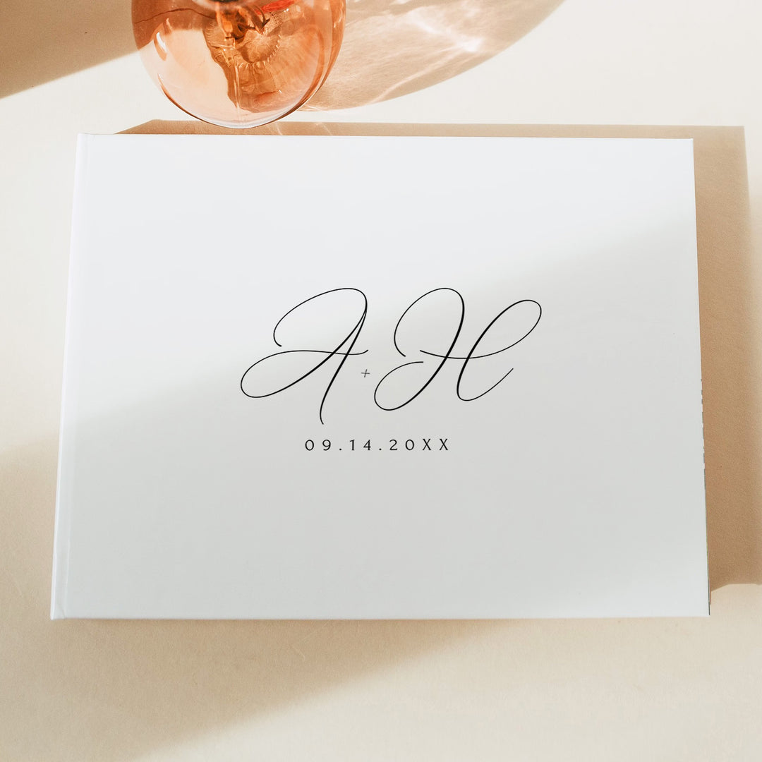 ASHER Elegant Monogram Guest Book for Wedding