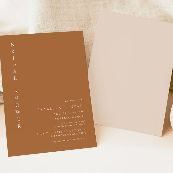 MIA Simple Terracotta Boho Bridal Shower Invitation
