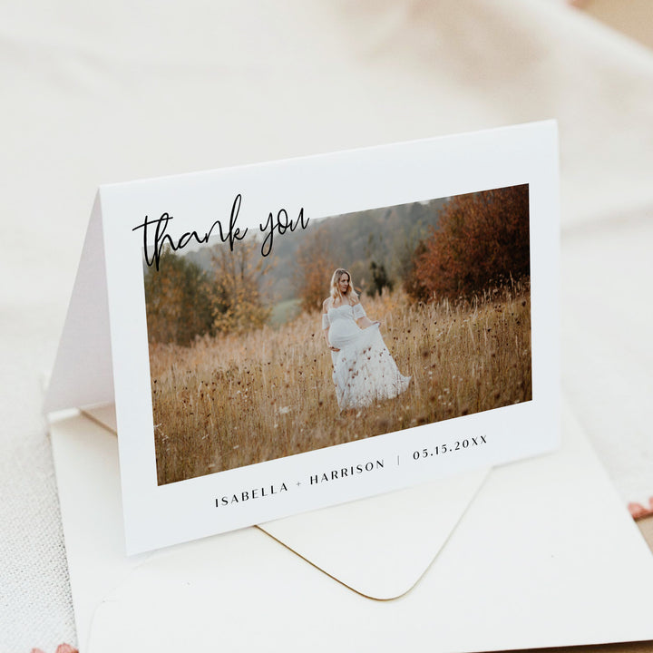 WILLOW Personalized Gender Neutral Baby Shower Thank You Card with Photo