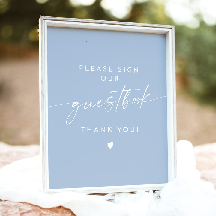 KENNEDY Modern Sky Blue Sign Our Guest Book Table Sign - Unframed