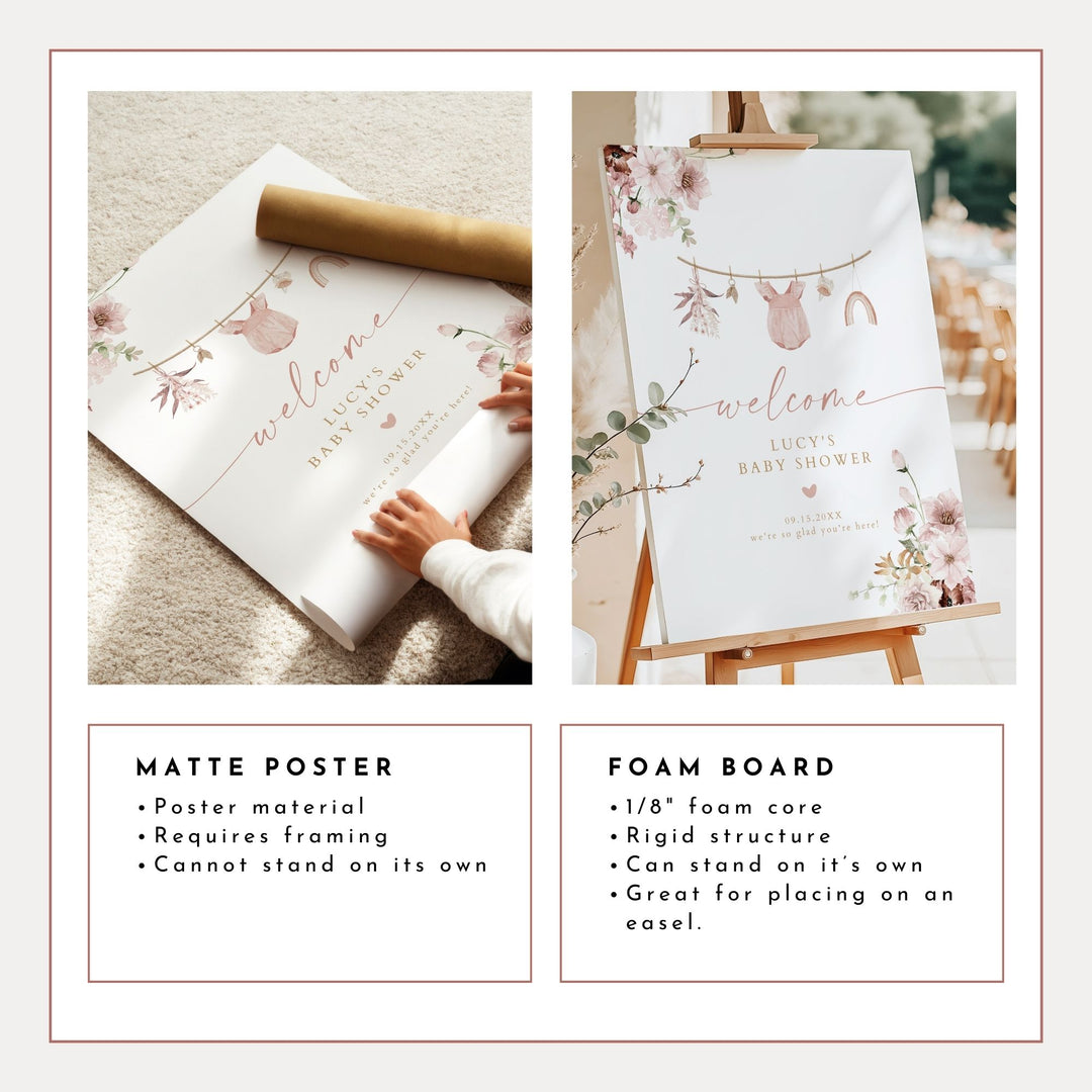 LUCY Boho Floral Baby Girl Shower Welcome Sign