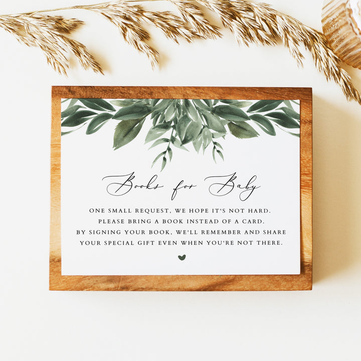 LANA Rustic Garden Greenery Baby Shower Books for Baby Card