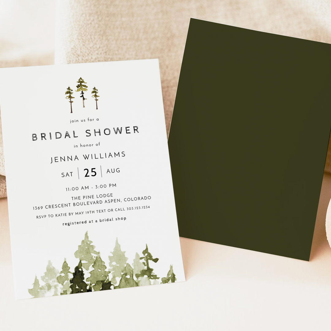 JENNA Simple Outdoor Bridal Shower Invitations