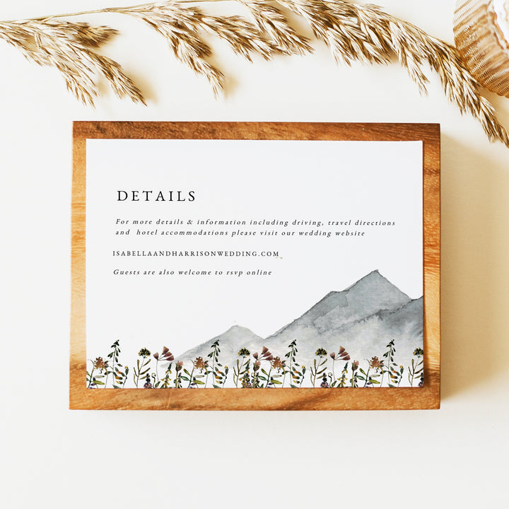 HEIDI Watercolor Wildflower Wedding Details Card