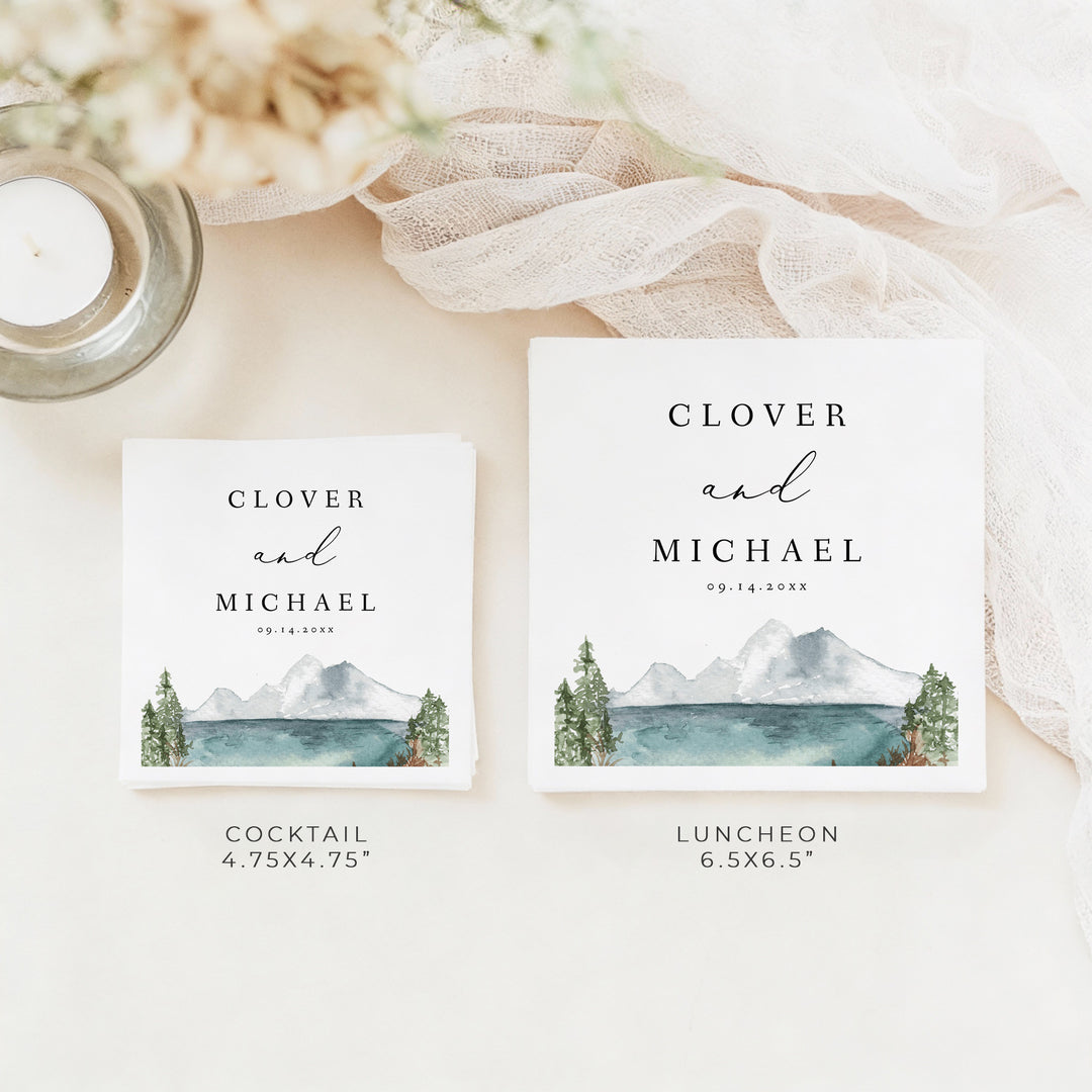 CLOVER Personalized Rustic Forest Wedding Napkins