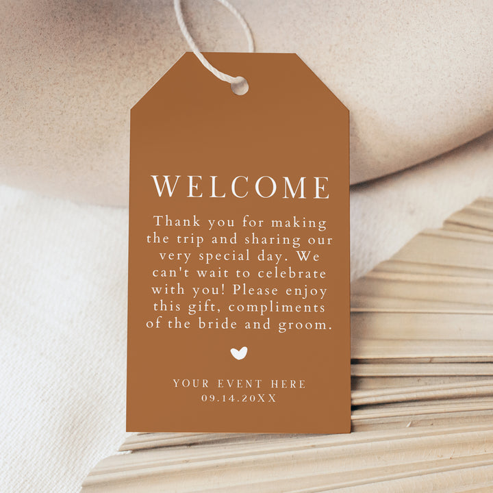 MIA Modern Terracotta Boho Wedding Welcome Bag Tag