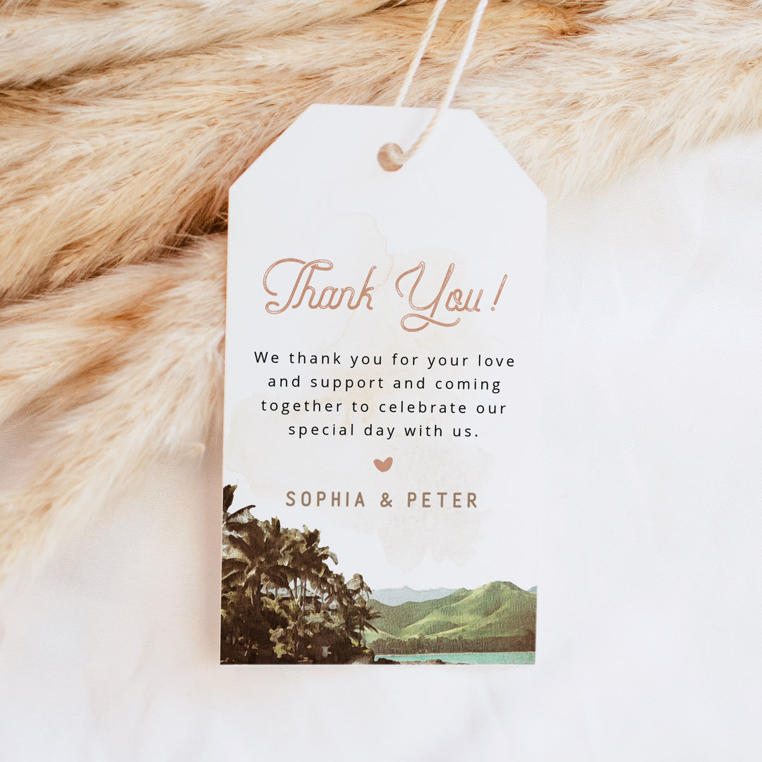 NANI Vintage Beach Destination Wedding Thank You Gift Tags