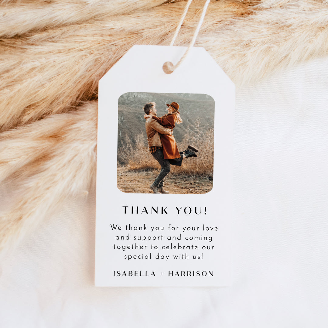WILLOW Black and White Thank You Gift Tags with Photo