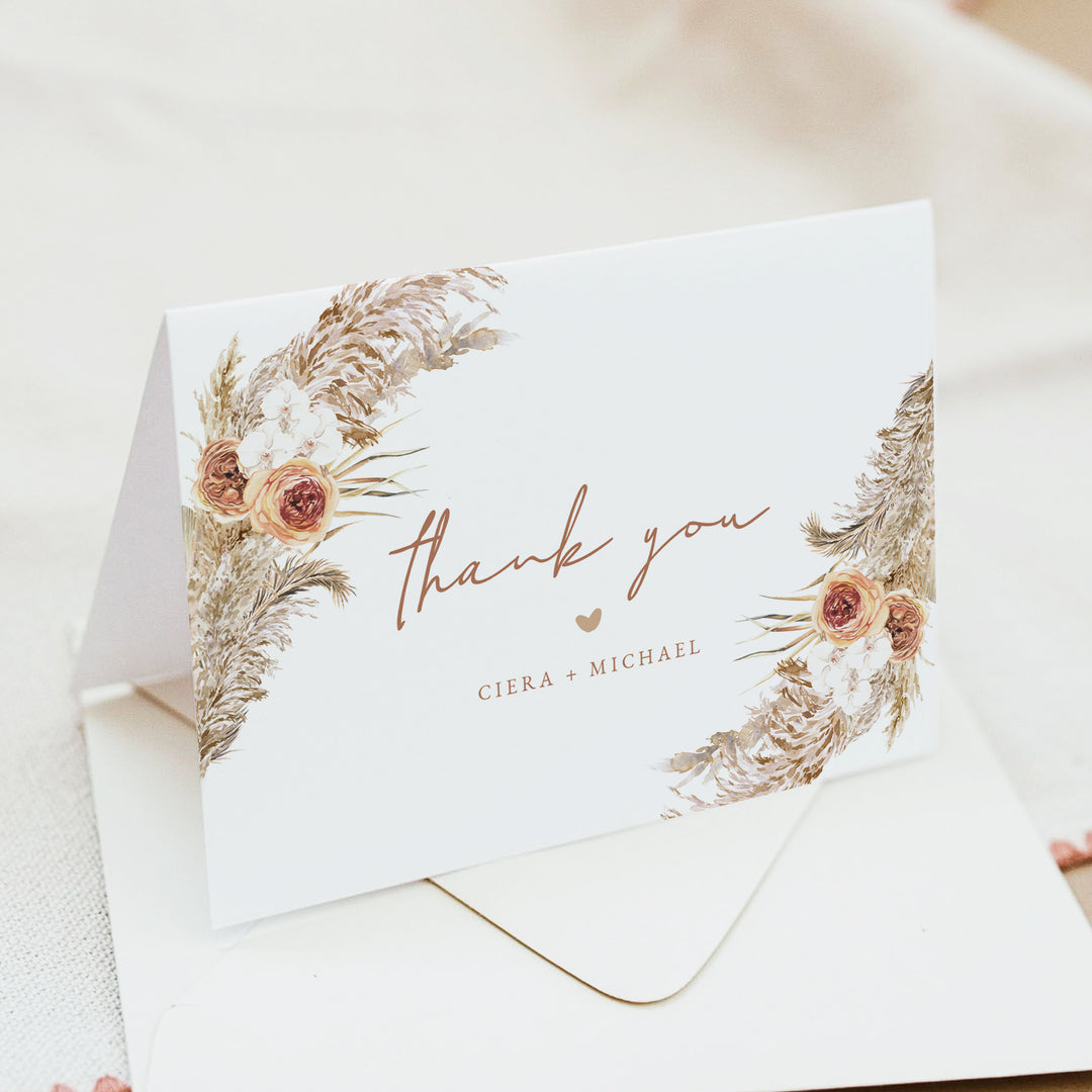 CIERA Personalized Rustic Terracotta Wedding Thank You Cards