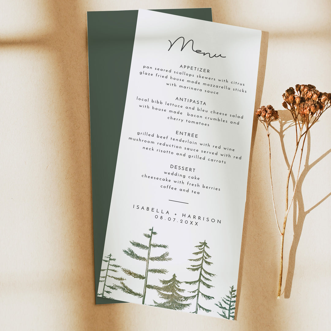 TIMBER Rustic Outdoor Wedding Menu Cards