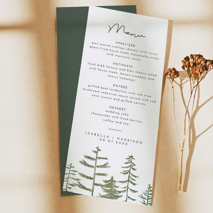 TIMBER Rustic Outdoor Wedding Menu Cards
