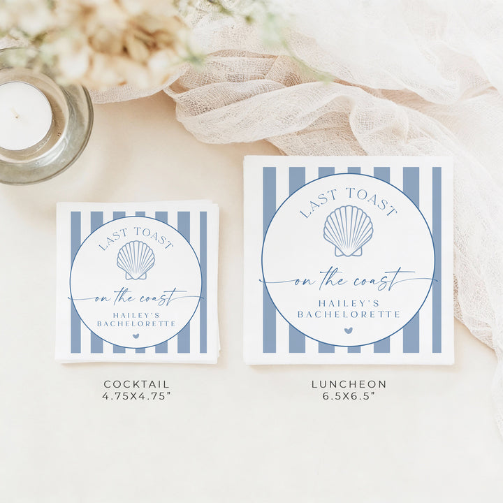 HAILEY Last Toast on the Coast Nautical Bachelorette Napkins Personalized