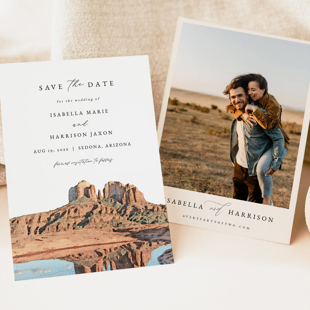 SEDONA Arizona Destination Wedding Photo Save the Date Invitation