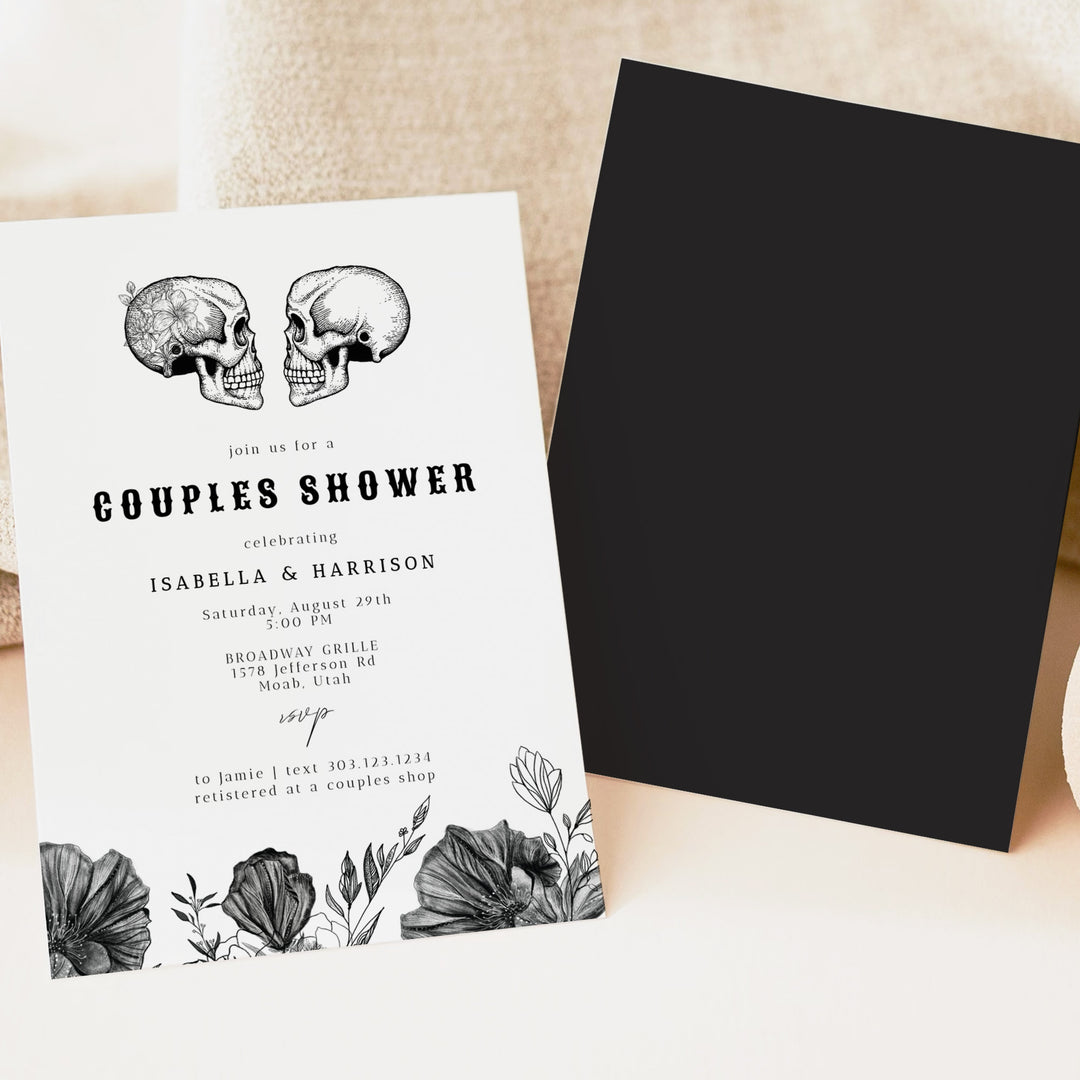 NOVA Gothic Halloween Floral Couples Shower Invitations