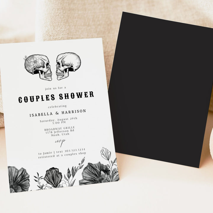 NOVA Gothic Halloween Floral Couples Shower Invitations