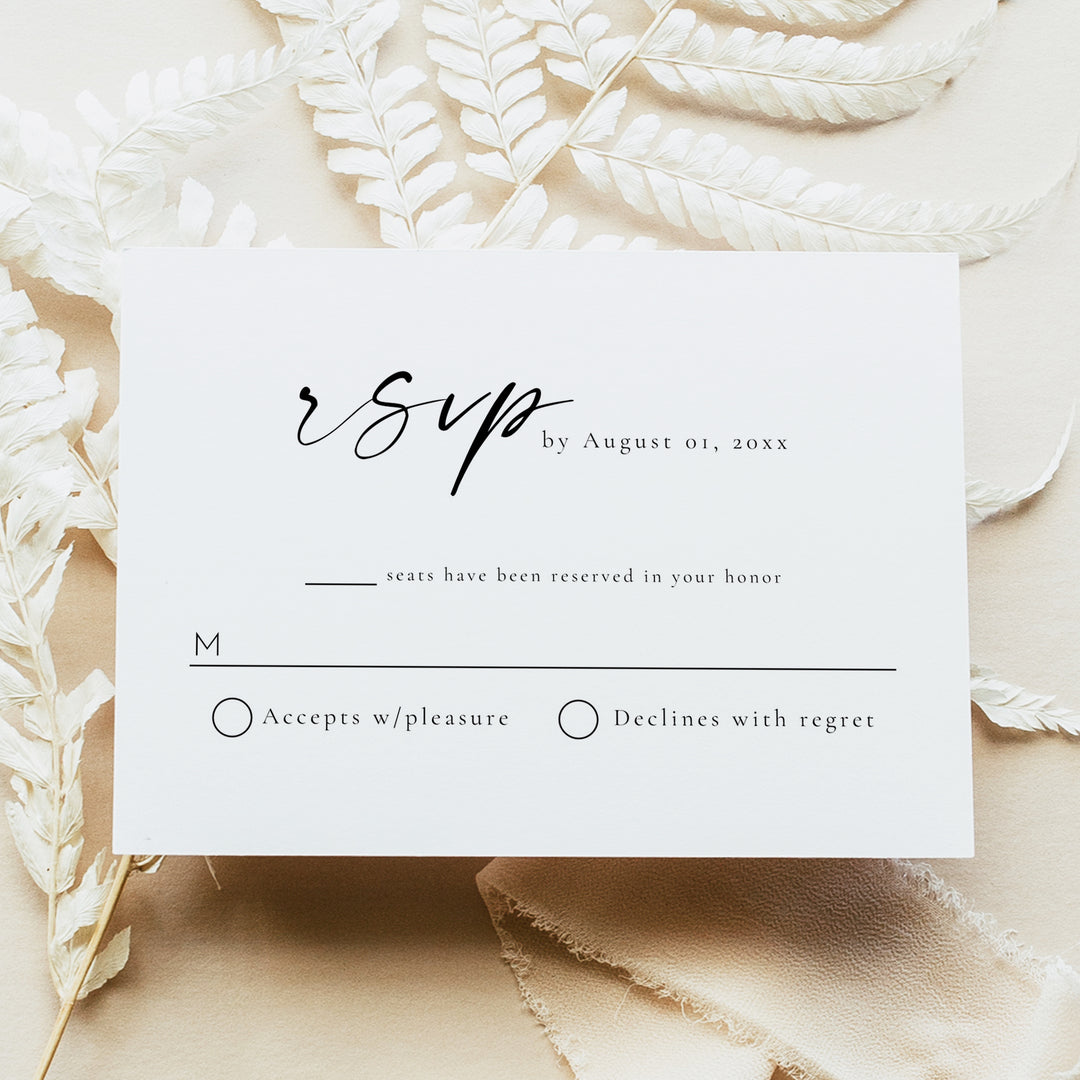 BLAIR Modern Minimalist Boho Wedding RSVP Card Printed or Instant Download