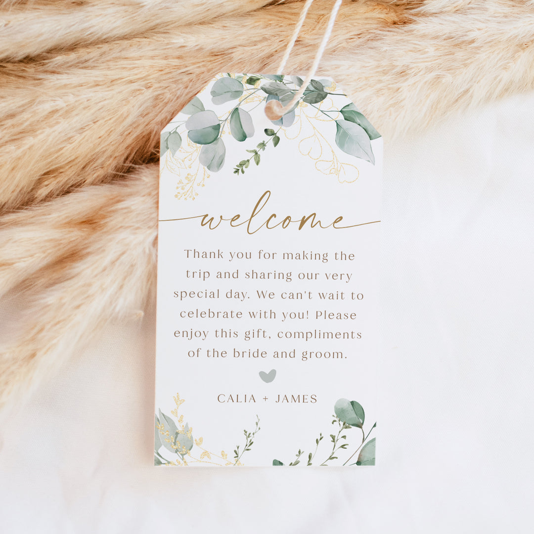 CALIA Sage Green Personalized Garden Wedding Welcome Bag Tags