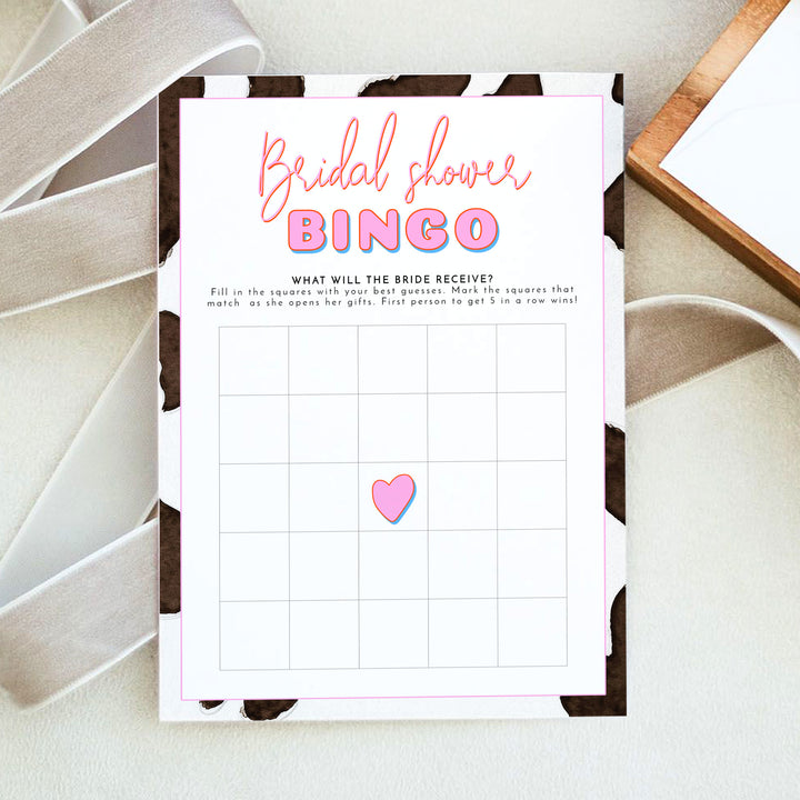 DINA Cowgirl Theme Bridal Shower Bingo Game Activity Cards