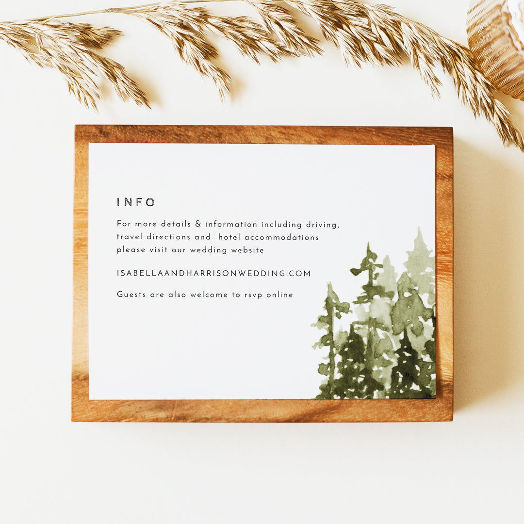 JENNA Modern Green Forest Wedding Details Card