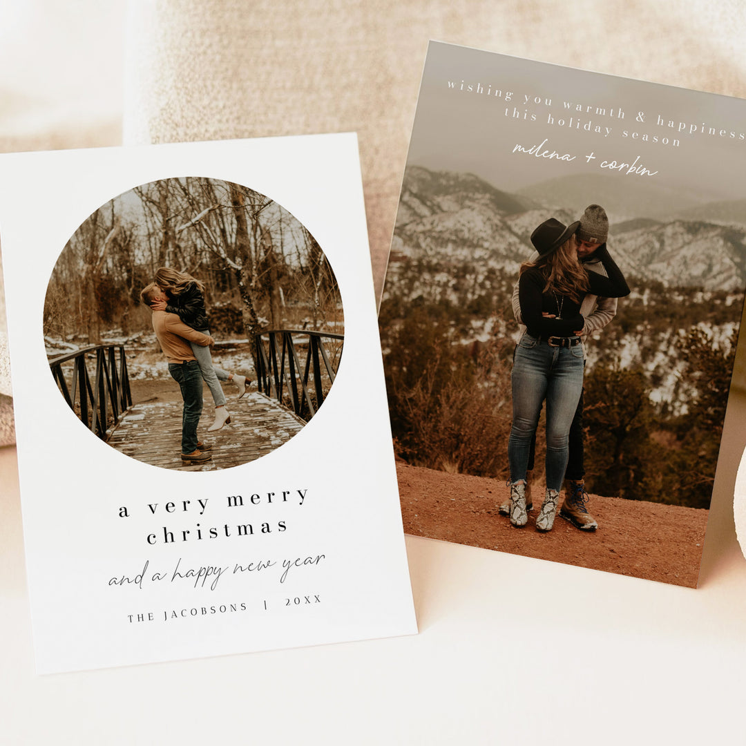 ALINA Very Merry Christmas Elegant Photo Holiday Cards
