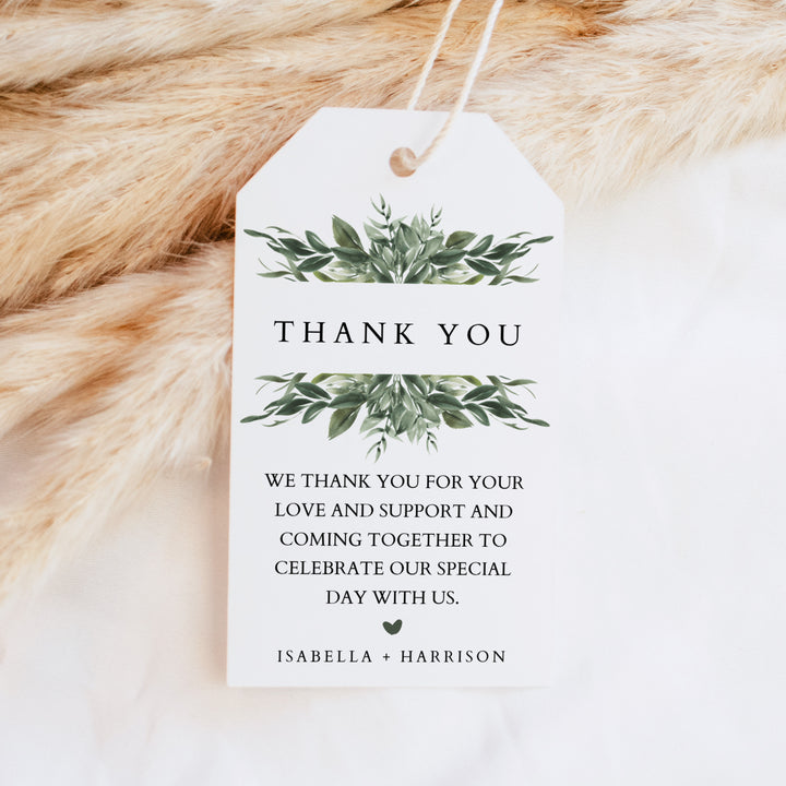 LANA Elegant Green Garden Wedding Thank You Tags