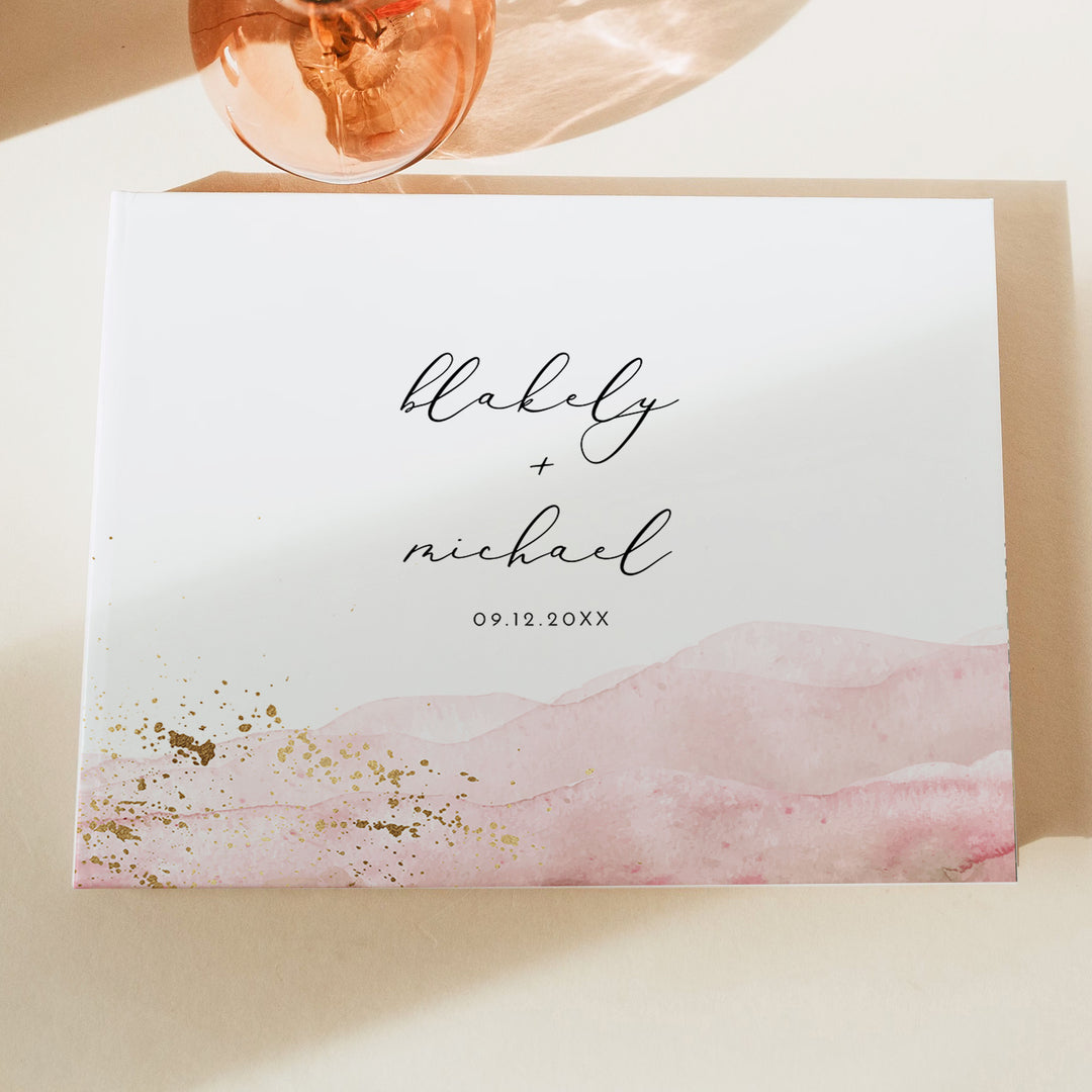 JULIEN Minimalist Pink Desert Wedding Guest Book