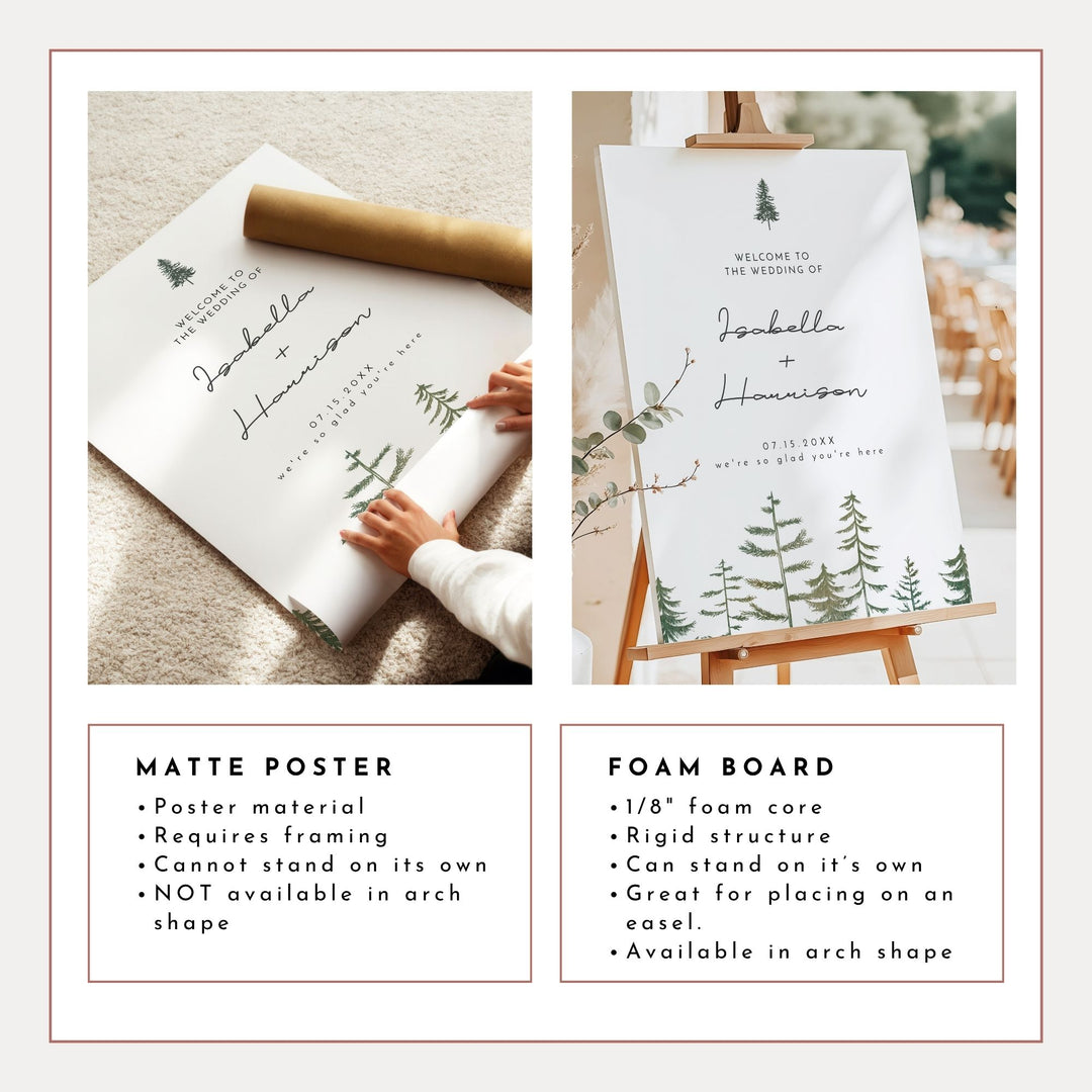 TIMBER Minimalist Pine Wedding Welcome Sign