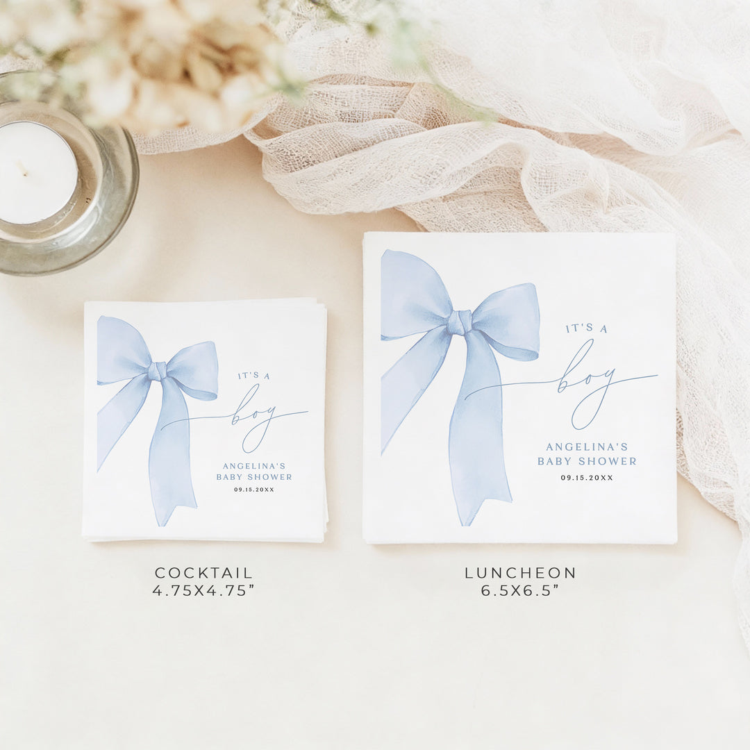 ANGELINA Dusty Blue It's a Boy Baby Shower Napkins Personalized