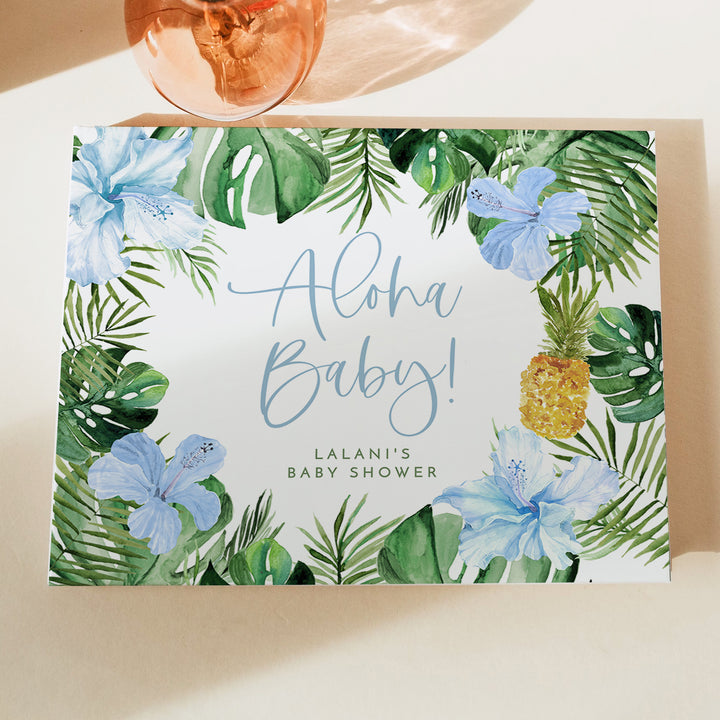 LALANI Aloha Baby Boy Tropical Baby Shower Guest Book Keepsake