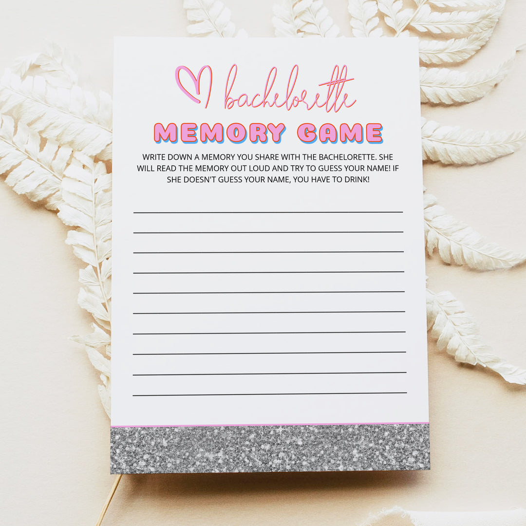 DINA Retro Disco Bachelorette Party Memory Game Cards