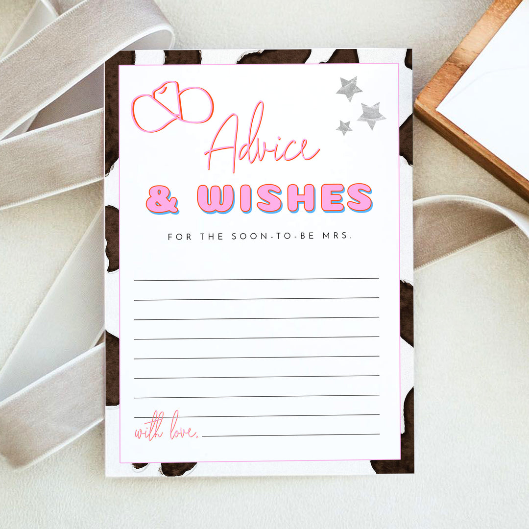 DINA Western Disco Bridal Shower Advice and Wishes Card