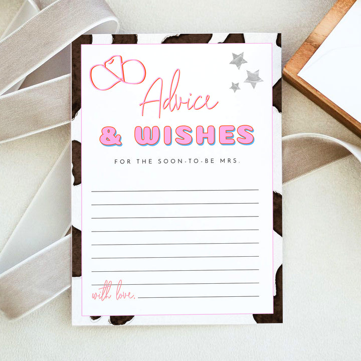 DINA Western Disco Bridal Shower Advice and Wishes Card