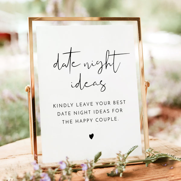 ADELLA Date Night Ideas Bridal Shower Sign Unframed
