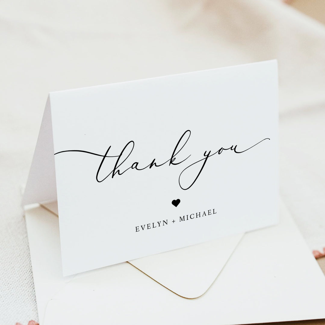 EVELYN Personalized Elegant Wedding Thank You Card