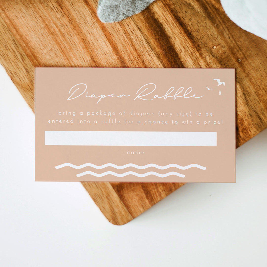 OCEANSIDE Baby on Board Beach Baby Shower Game Diaper Raffle Tickets