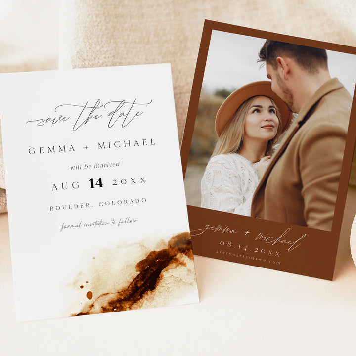 JAYLA Rustic Desert Wedding Save the Date Invitations with Photo